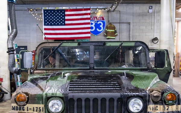 An M1097 High Mobility Multi-Wheeled Vehicle is Staged at Old Town Fire Station to Assist with EMS Transport