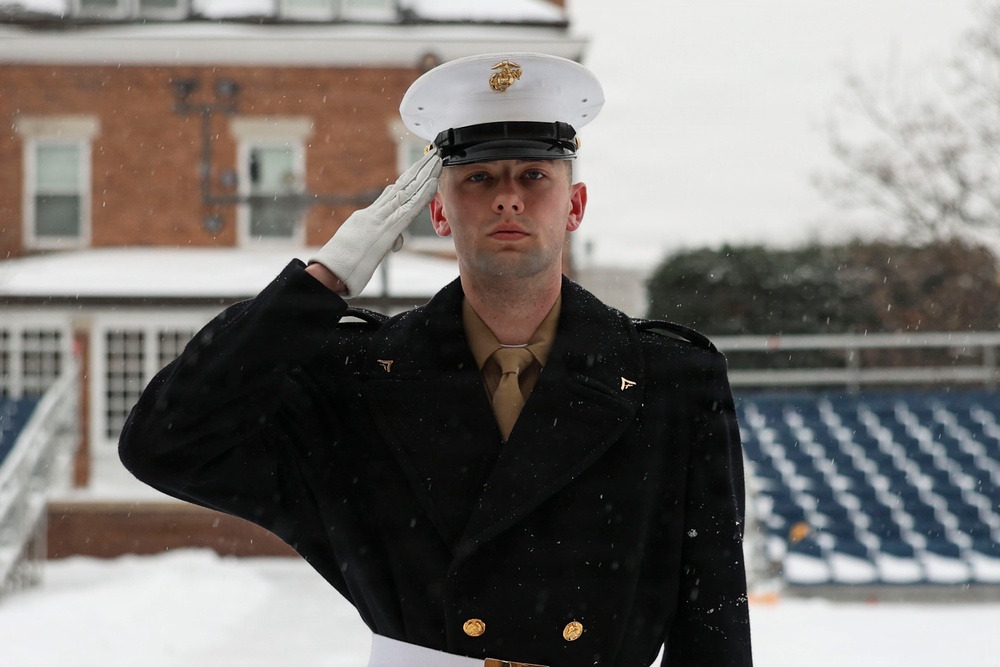 Marines Honor the Flag During Morning Colors at Marine Barracks Washington