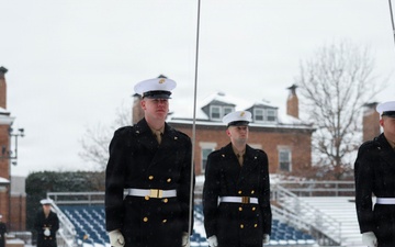 Marines Honor the Flag During Morning Colors at Marine Barracks Washington