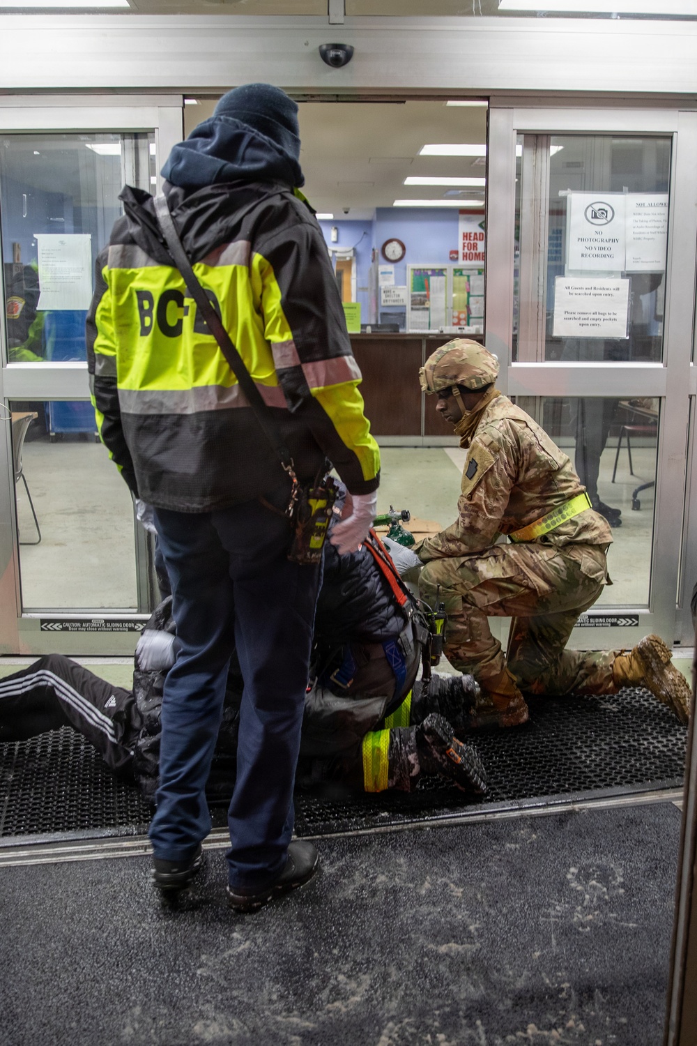 Maryland Army National Guard Cadet Deandre Wright Assists Paramedics and Firefighters from Old Town Fire Station with a Patient