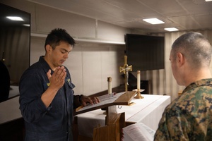 Father Michael Klos provides special words for Korean War KIA Pfc. Charles Dickman in Cashton, Wis., Service, Part II