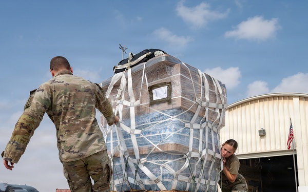 Texas National Guard 294th QM packages food, water for aerial delivery