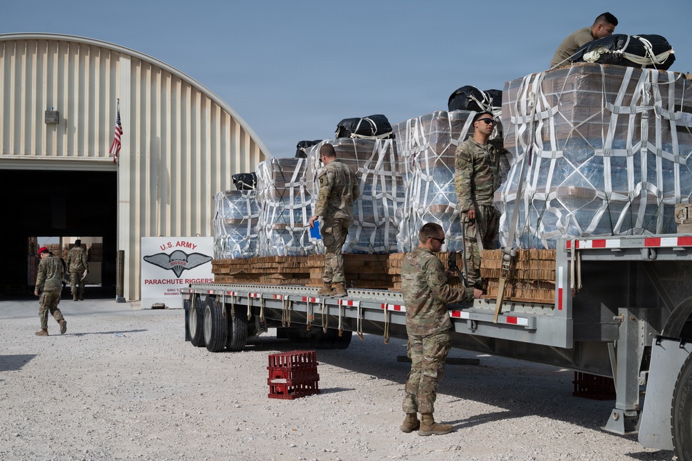 Texas National Guard 294th QM packages food, water for aerial delivery