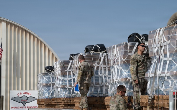 Texas National Guard 294th QM packages food, water for aerial delivery
