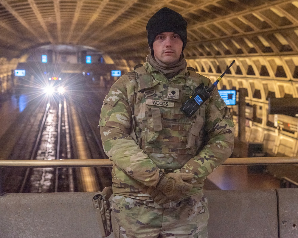 Service members conduct presence patrols during the winter