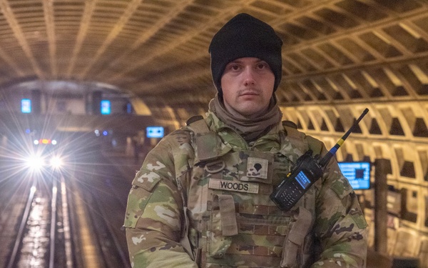 Service members conduct presence patrols during the winter