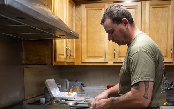 Maryland Army National Guard Sgt. James McPhate Prepares Breakfast for Troops
