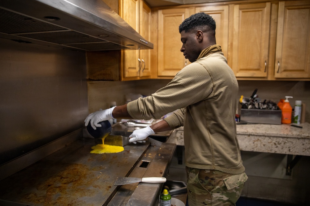 Maryland Army National Guard Cadet Deandre Wright Prepares Breakfast for Troops