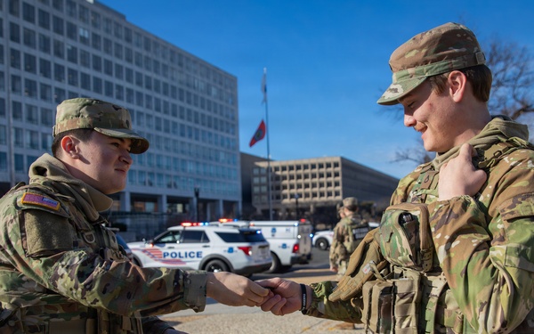 A Mississippi National Guard service member joins a dignified escort in Washington, D.C.
