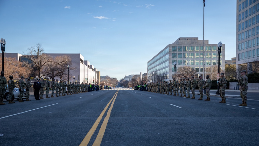 Joint Task Force–District of Columbia service members join a dignified escort in Washington, D.C.
