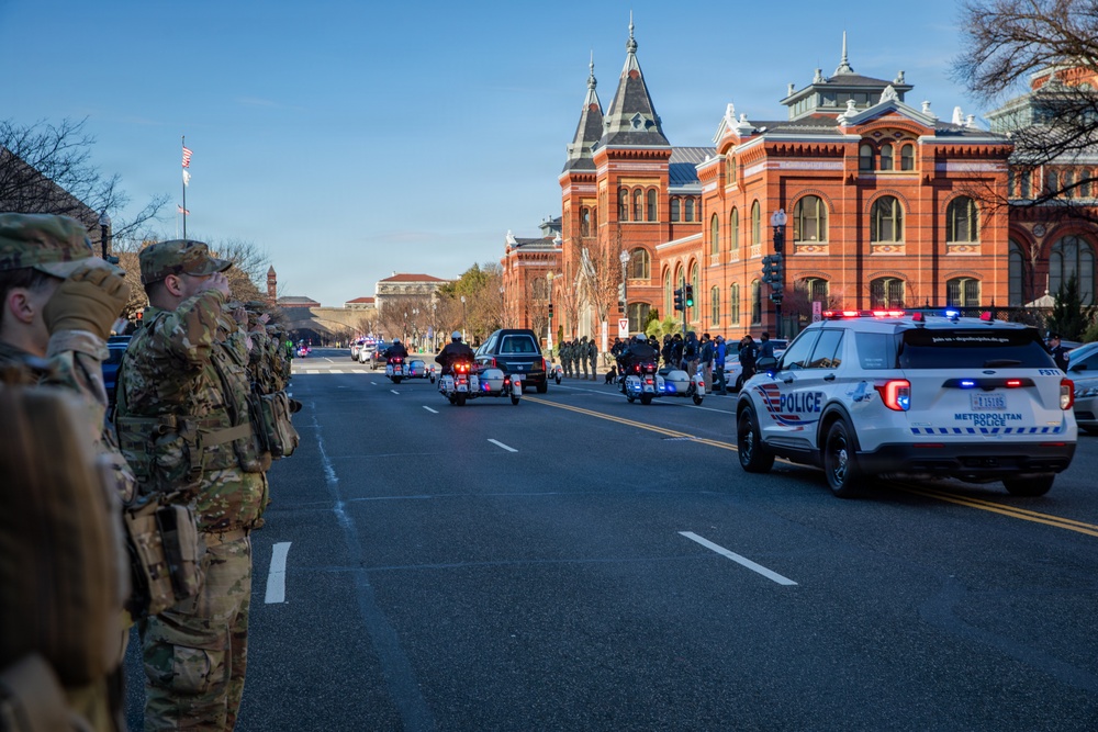 National Guard service members join a dignified escort in Washington, D.C.