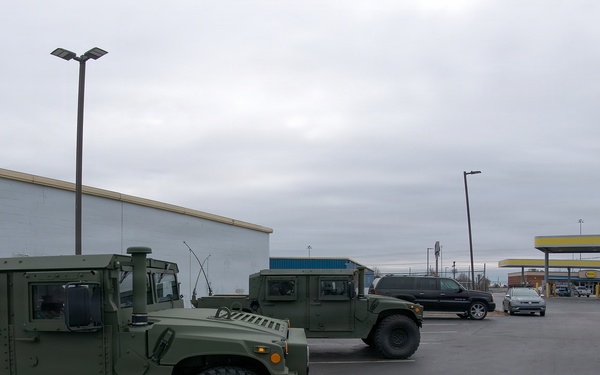 South Carolina National Guard vehicle-recovery teams ready to assist stranded vehicles along I-85 during Winter Storm Fern