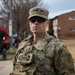 An Ohio National Guard Soldier arrives to render honors during a funeral escort in Washington, D.C.