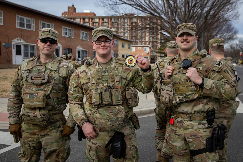 Ohio National Guard Soldiers take a picture together with a U.S. Secret Service patch in Washington, D.C.