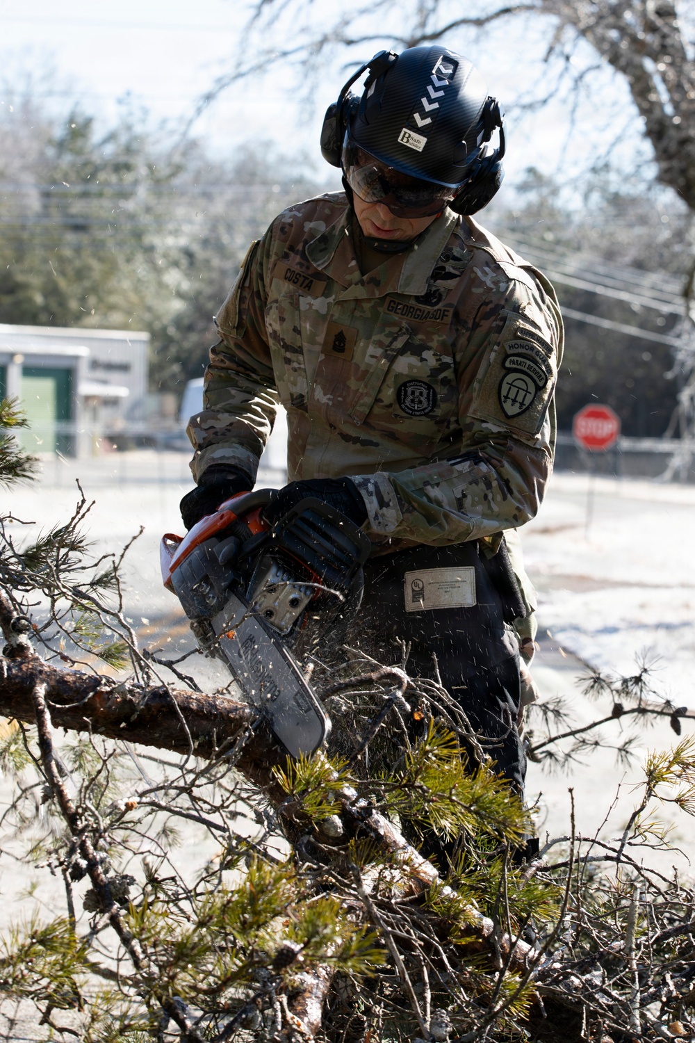 GSDF Sawing Down Icy trees