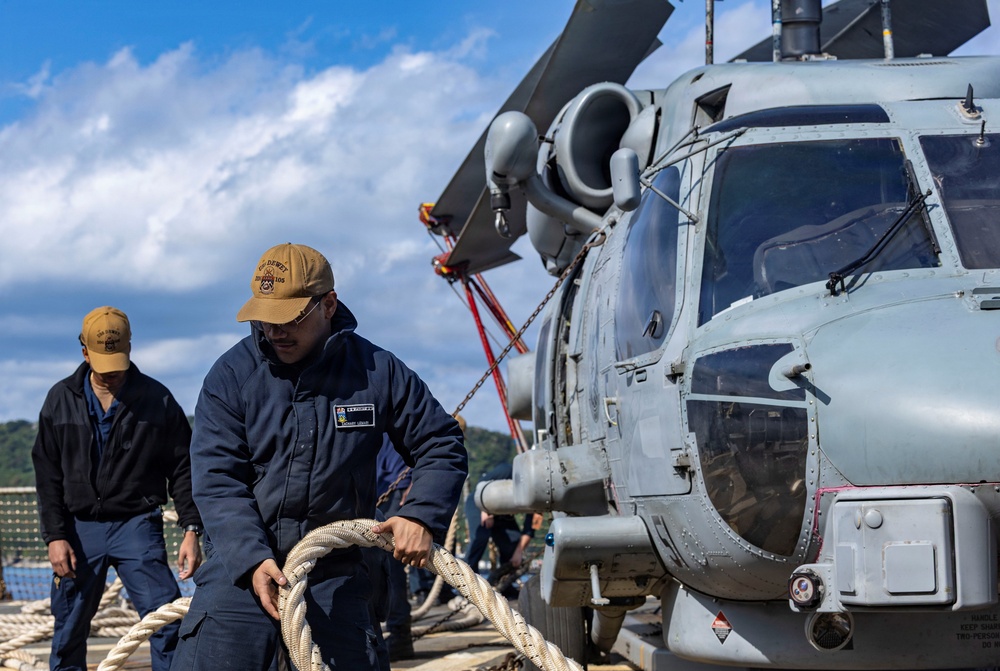 Sailors Aboard USS Dewey Participate In a Sea and Anchor Evolution Off The Coast of Okinawa
