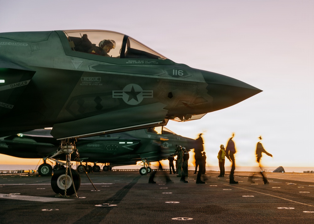 11th MEU Marines, Sailors Conduct F-35B Flight Deck Operations
