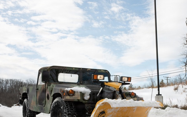 Maryland Army National Guard Humvee Plows Snow During Operation Blur
