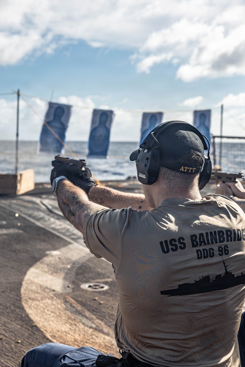 USS Bainbridge Conducts Small Arms Gun Shoot