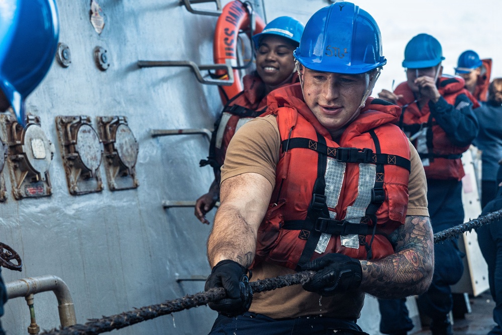 USS Bainbridge Replenishment-at-Sea with USNS Supply