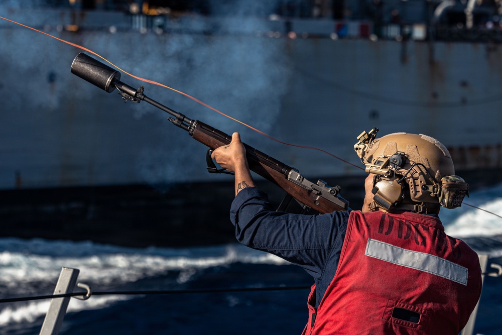 USS Bainbridge Replenishment-at-Sea with USNS Supply