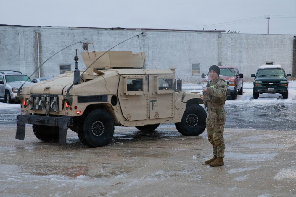 1-175th Infantry Regiment Soldier Prepares Vehicles during Operation Blur