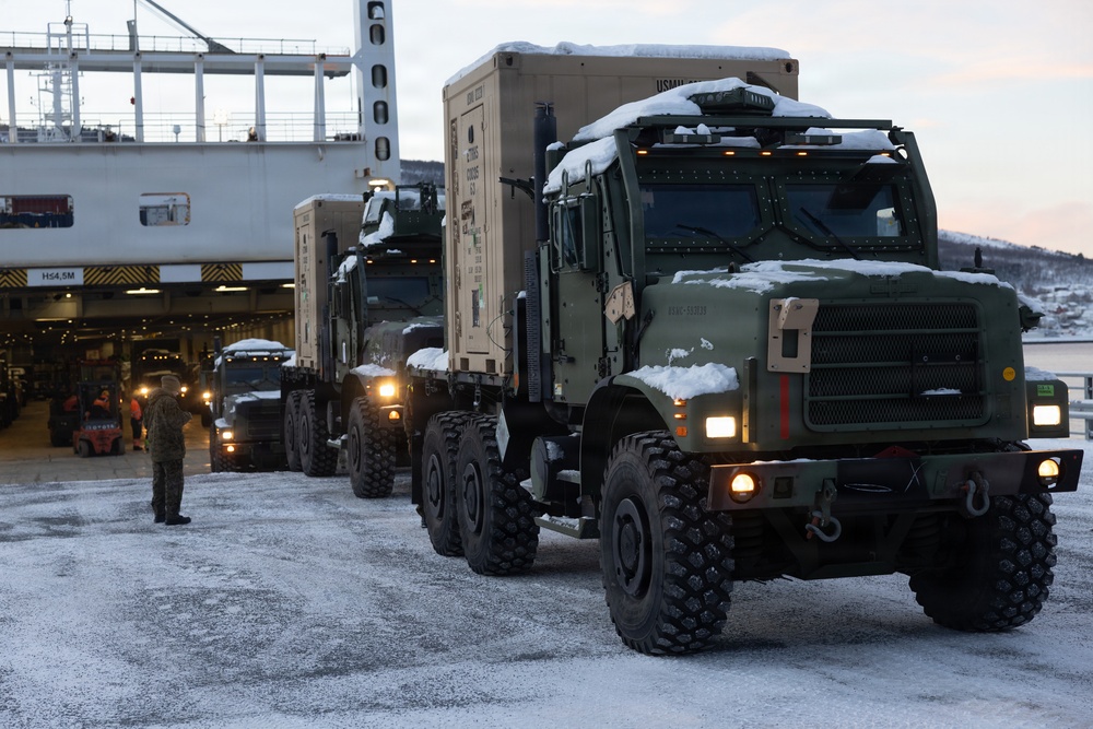 CORE 26 | Logistics Marines and Sailors Land in Norway for Cold Response 26