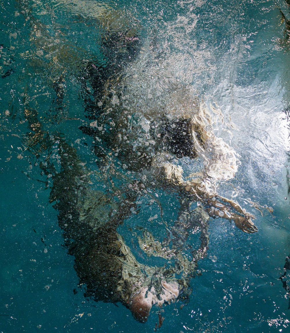 U.S. Marines participate in Water Survival Advanced Course