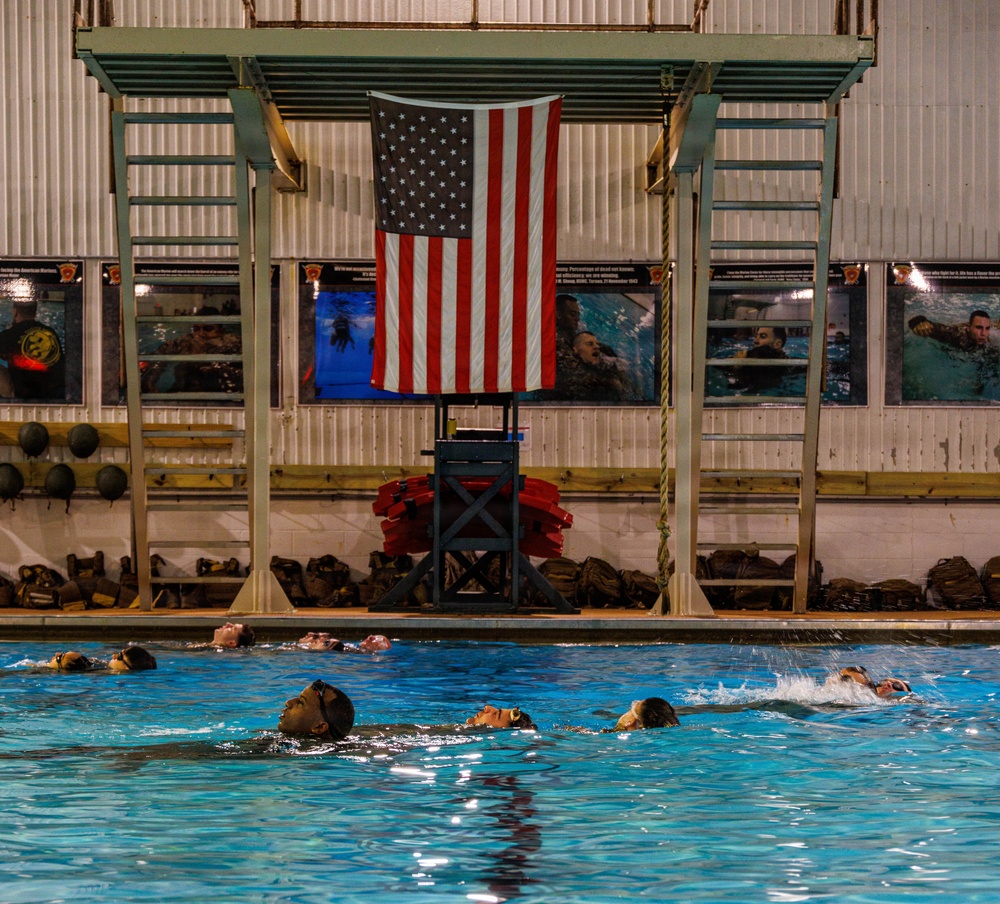 U.S. Marines participate in Water Survival Advanced Course