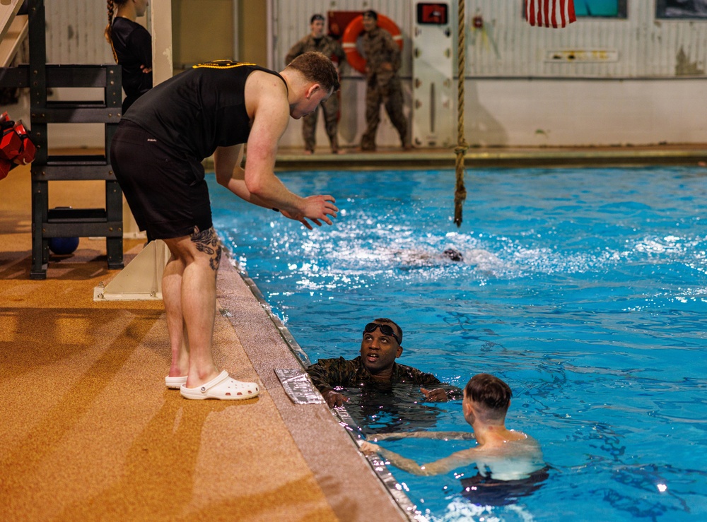 U.S. Marines participate in Water Survival Advanced Course