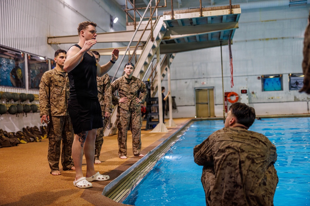 U.S. Marines participate in Water Survival Advanced Course