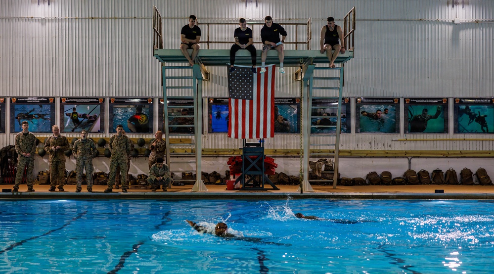 U.S. Marines participate in Water Survival Advanced Course