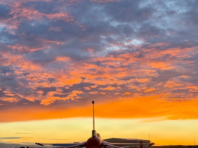 F-16 winter sunset at Edwards AFB