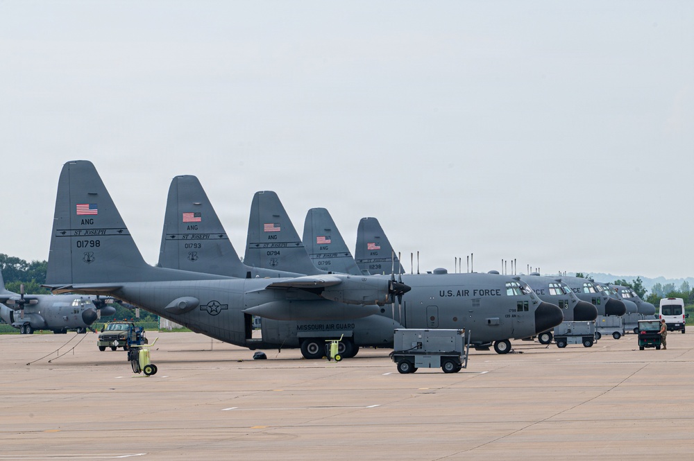 C-130's on the flight line in Missouri
