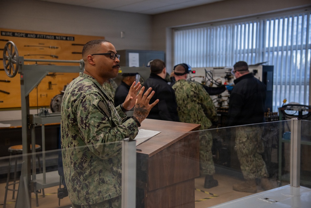 Surface Warfare Engineering Schools Command (SWESC) Great Lakes Instructors Train Next Generation of U.S. Navy Cargo Weapons Elevator Operators