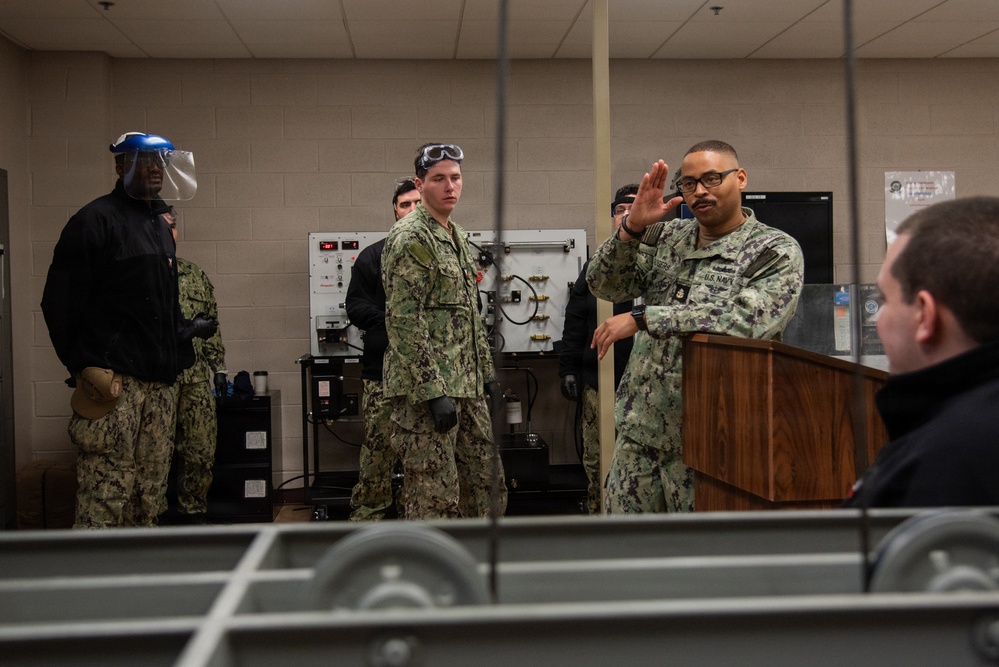 Surface Warfare Engineering Schools Command (SWESC) Great Lakes Instructors Train Next Generation of U.S. Navy Cargo Weapons Elevator Operators