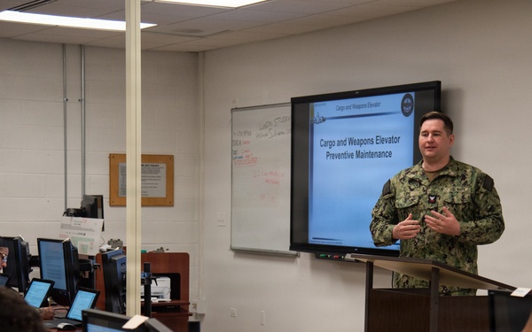Surface Warfare Engineering Schools Command (SWESC) Great Lakes Instructors Train Next Generation of U.S. Navy Cargo Weapons Elevator Operators