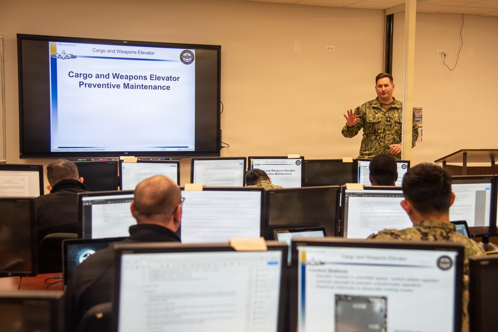 Surface Warfare Engineering Schools Command (SWESC) Great Lakes Instructors Train Next Generation of U.S. Navy Cargo Weapons Elevator Operators