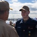 Rear Adm. Forrest Young, Commander, Carrier Strike Group (CSG) 8, Presents Awards to USS Jason Dunham (DDG 109)