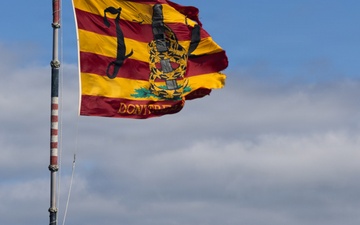 Rear Adm. Forrest Young, Commander, Carrier Strike Group (CSG) 8, Presents Awards to USS Jason Dunham (DDG 109)