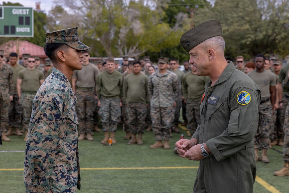 Maj. Gen. Wellons Meritoriously Promotes Cpl. Mendez Vega