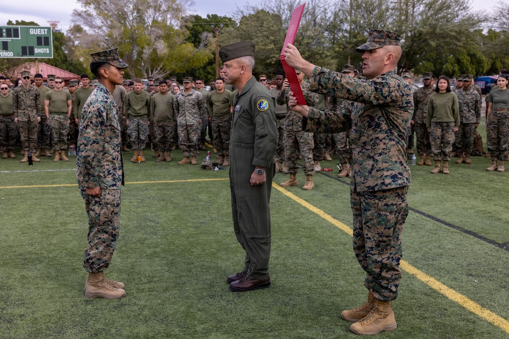 Maj. Gen. Wellons Meritoriously Promotes Cpl. Mendez Vega
