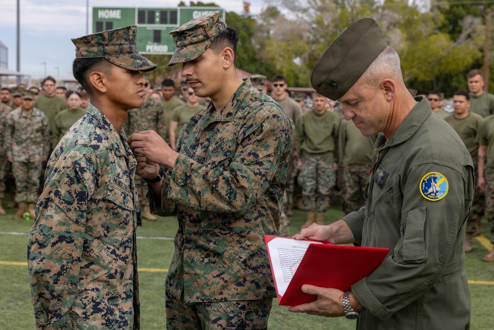 Maj. Gen. Wellons Meritoriously Promotes Cpl. Mendez Vega