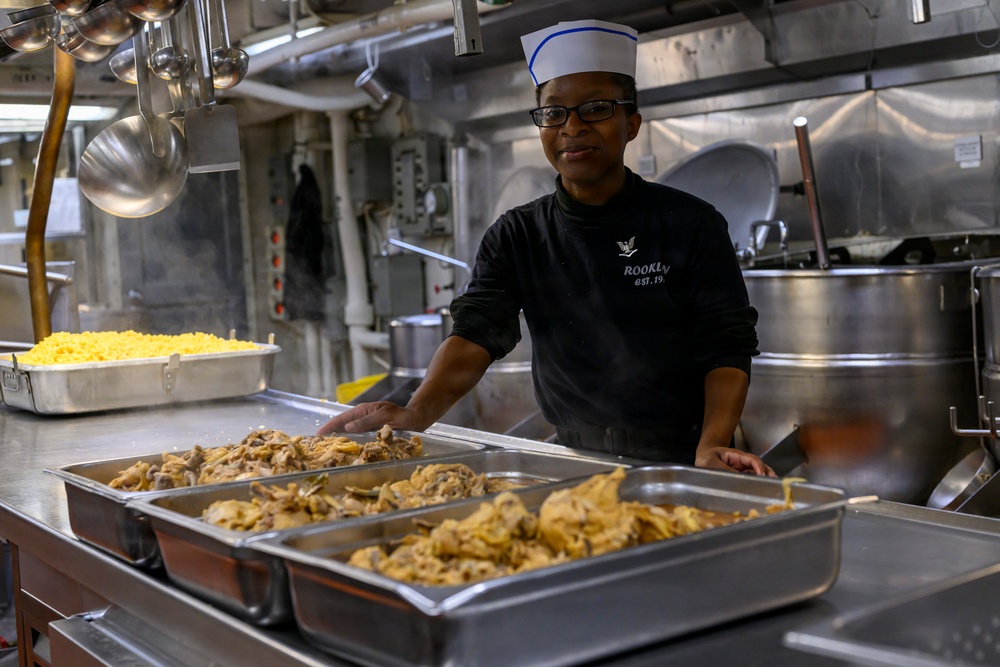 USS Theodore Roosevelt Sailors Prepare Meals