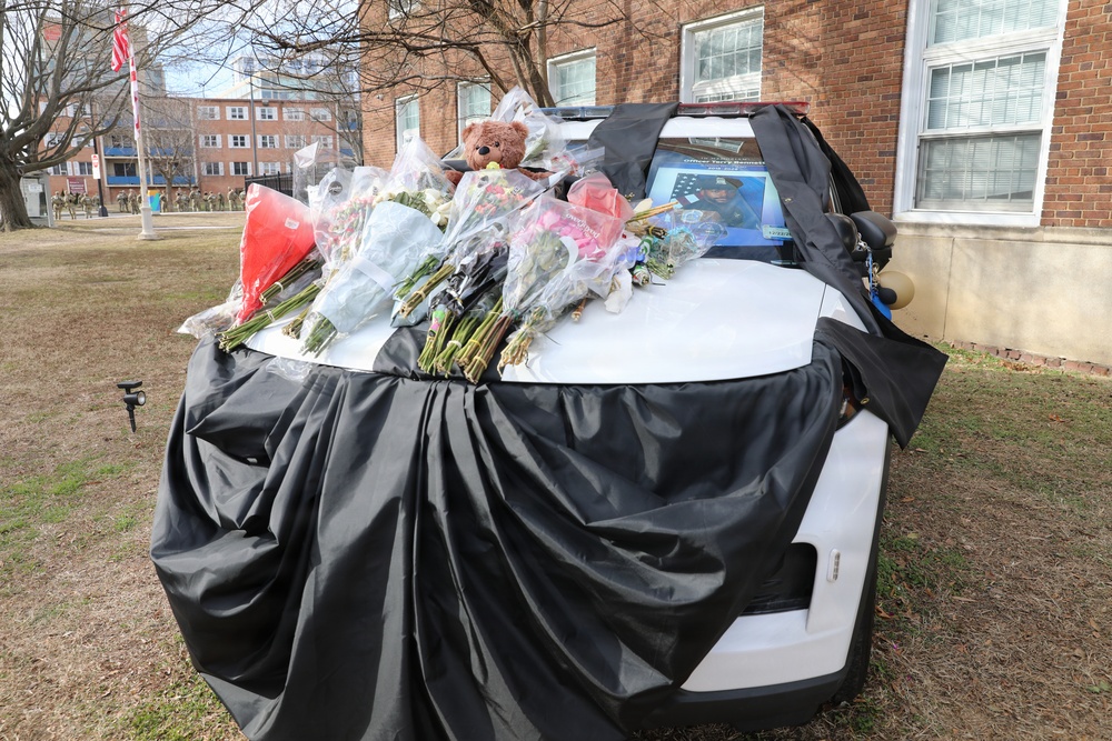National Guard Soldiers stand alongside Metropolitan Police Department and community members to honor the life of Officer Terry Bennett