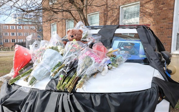 National Guard Soldiers stand alongside Metropolitan Police Department and community members to honor the life of Officer Terry Bennett