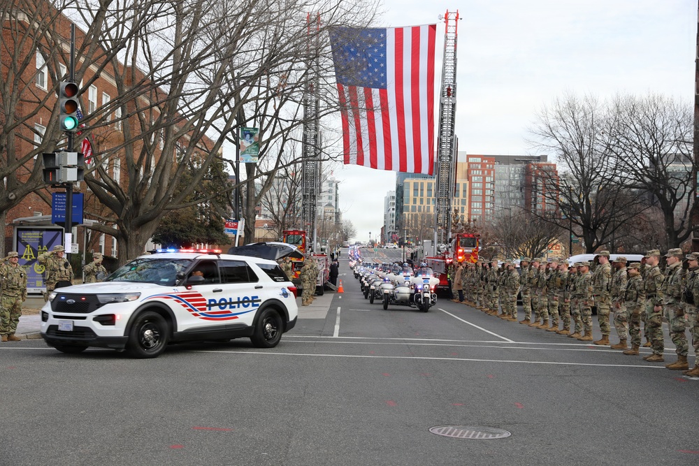 National Guard Soldiers stand alongside Metropolitan Police Department and community members to honor the life of Officer Terry Bennett