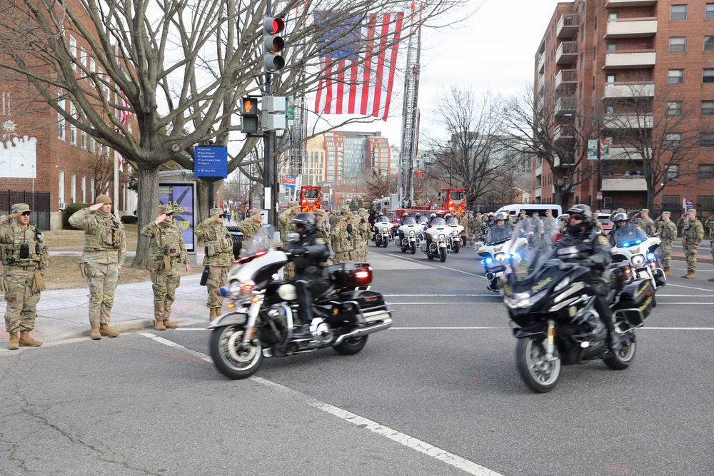 National Guard Soldiers stand alongside Metropolitan Police Department and community members to honor the life of Officer Terry Bennett