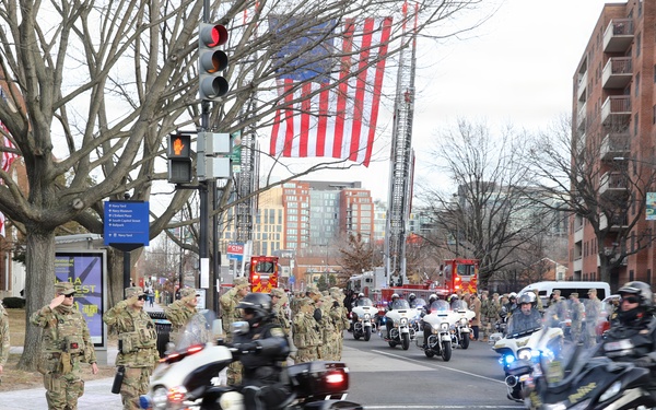 National Guard Soldiers stand alongside Metropolitan Police Department and community members to honor the life of Officer Terry Bennett