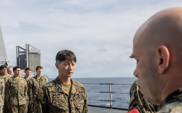 22nd MEU(SOC) | CLB 26 Awards Marine Aboard Fort Lauderdale